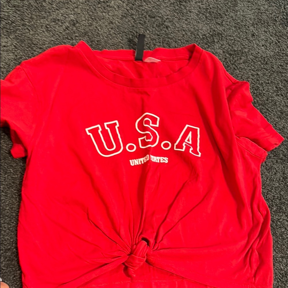 Red USA Graphic T-Shirt cropped